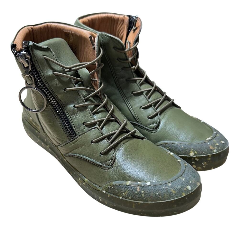 Sheridan Mia Leather Side Zip Ankle Boots Alba Forrest Green Women's Size 6 NIB
